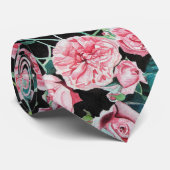 Altes Rosa und Schwarze Rose Mens Neck Tie Krawatte (Gerollt)