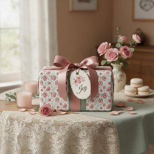 Altes Rosenmuster in Pink Geschenkpapier