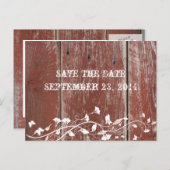 Altes Rotes Barholz Save the Date Ankündigungspostkarte (Vorne/Hinten)