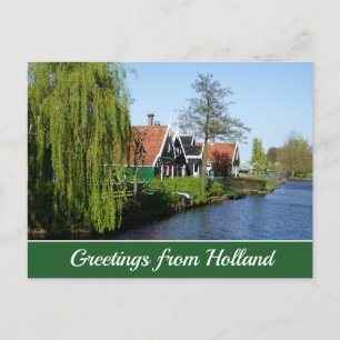 Altes rotes grünes Zaanse-Schans-Haus aus niederlä Postkarte