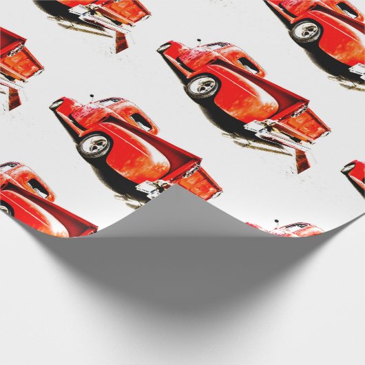 Altes rotes Lkw-Wrapper Geschenkpapier (Ecke)
