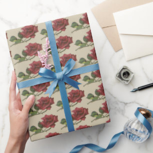 Altes rotes Rosen-Geschenkpapier Geschenkpapier