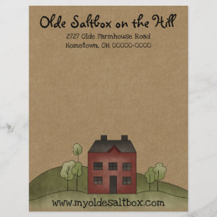 Altes Rotes Saltbox Primitive Briefkopf