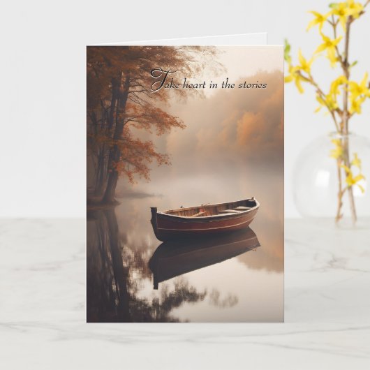 Altes Ruderboot auf Herbstsee Karte (Gelbe Blume)