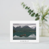 Altes Ruderboot und Berge in Norwegen, weiße Postk Postkarte (Stehend Vorderseite)