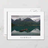Altes Ruderboot und Berge in Norwegen, weiße Postk Postkarte (Vorne/Hinten)