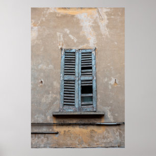 Altes, ruiniertes Holzfenster aus alten Häusern, a Poster