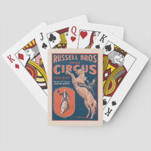 Altes Russell Brothers Zirkusposter. Spielkarten