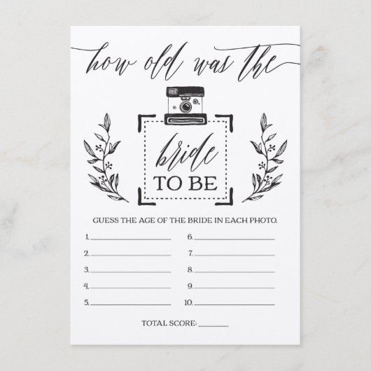 Altes RusticHow war das Braut-Brautparty-Spiel Begleitkarte (Vorderseite)