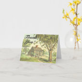 Altes Rustikales Haus, "Danke!" Karte (Gelbe Blume)