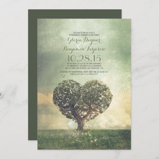 Altes rustikales Probe Dinner Einladung (Vorne/Hinten)