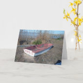 Altes Rustikales Ruderboot Karte (Gelbe Blume)