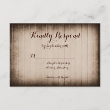 Altes Rustikales Stallholz Land Hochzeit RSVP Kart