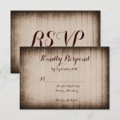 Altes Rustikales Stallholz Land Hochzeit RSVP Kart Karte (Vorne/Hinten)