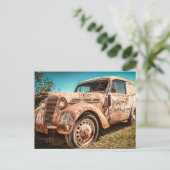 Altes Rusty Car Jahr der Geburt 1950 Glücklicher G Postkarte (Stehend Vorderseite)