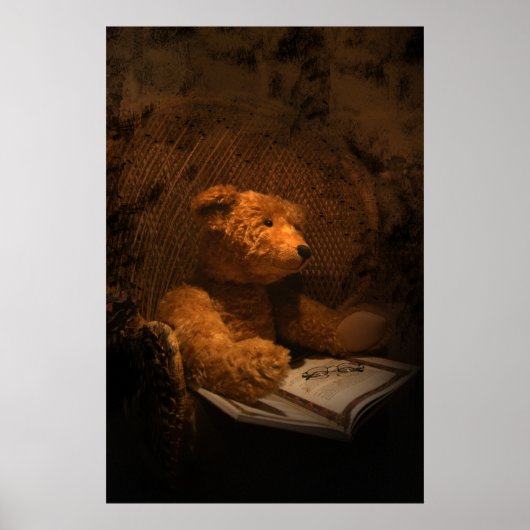 Altes Sad Bear Teddy Bär Poster (Vorne)