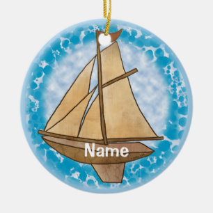 Altes Sailboat-Ornament Keramik Ornament