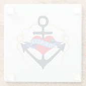 Altes Salz-Schiffs-Anker und Herz Glasuntersetzer (Rückseite)