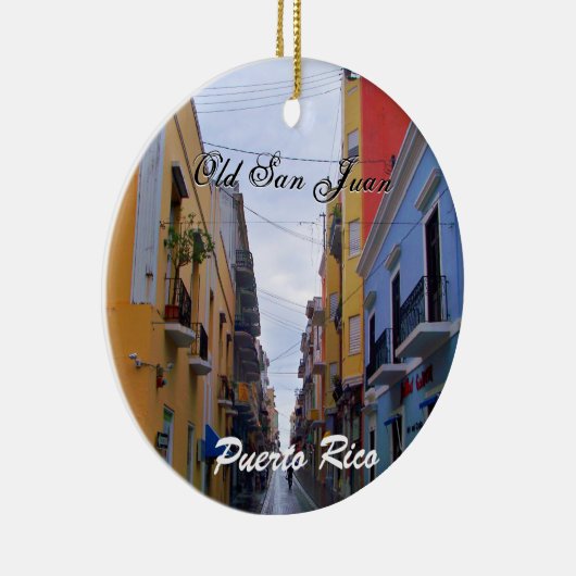 Altes San Juan Puerto Rico Farbenfrohe Häuser Keramik Ornament (Rechts)