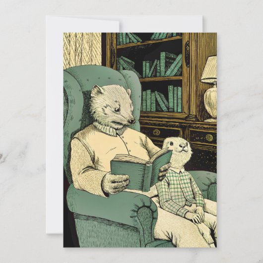 Altes Schaf las ein Buch an ein junges Schaf Einladung (Vorderseite)