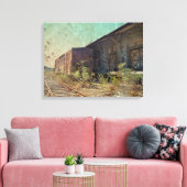 Altes Schienenfahrzeug und Bahnhof Leinwanddruck (Insitu (Wohnzimmer))