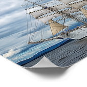 Altes Schiff auf hoher See bemalt Poster (Ecke)