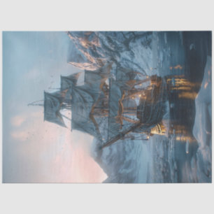 Altes Schiff im Eis Découpage Seidenpapier