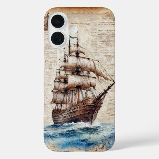 Altes Schiff im Ozean auf Pergament Case-Mate iPhone Hülle (Rückseite)