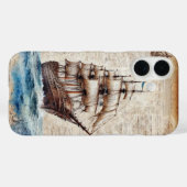 Altes Schiff im Ozean auf Pergament Case-Mate iPhone Hülle (Rückseite (Horizontal))