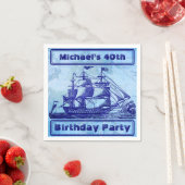 Altes Schiff und Map Blue Beach Party Serviette (Beispiel)