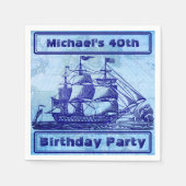 Altes Schiff und Map Blue Beach Party Serviette (Vorderseite)