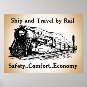 Altes Schiff und Reise mit der Bahn Poster