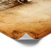 Altes Schiff und Windrose Kompass Antike Karte Poster (Ecke)