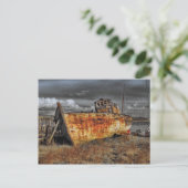 Altes Schiffswrack Postkarte (Stehend Vorderseite)