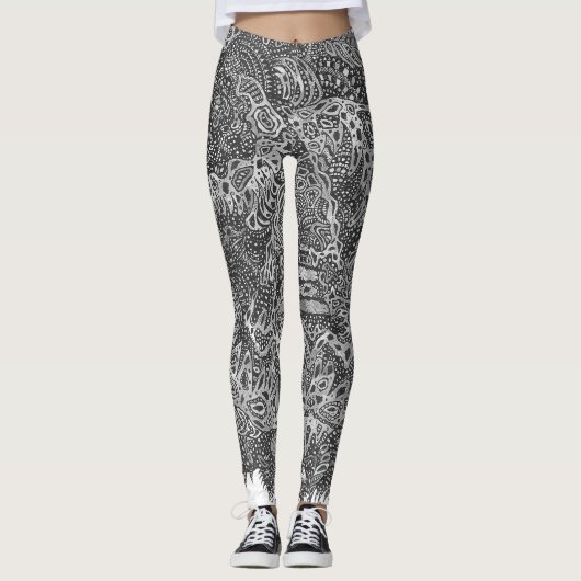 Altes Schönheitsschwarzes ein Weiß Leggings (Vorderseite)