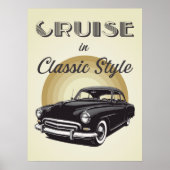 Altes Schulauto mit Retro-Text. Poster (Vorne)