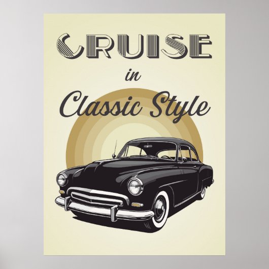 Altes Schulauto mit Retro-Text. Poster (Vorne)