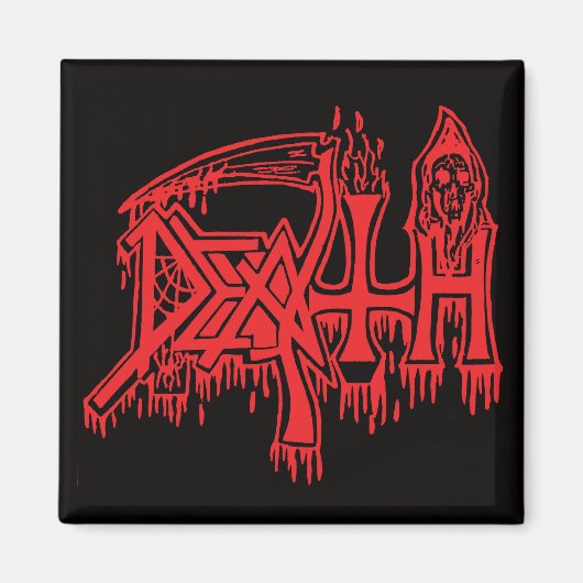 Altes Schullogo rot auf schwarzem Magnet (Vorne)