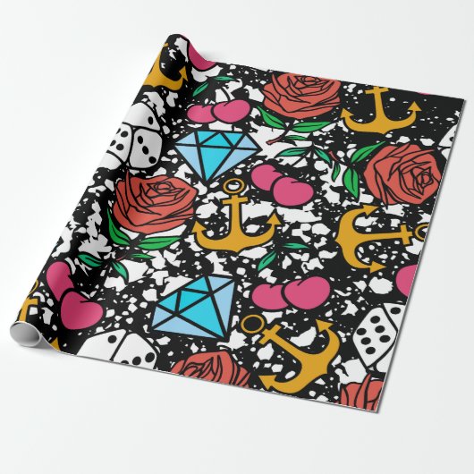 Altes Schulmuster Geschenkpapier (Ungerollt)