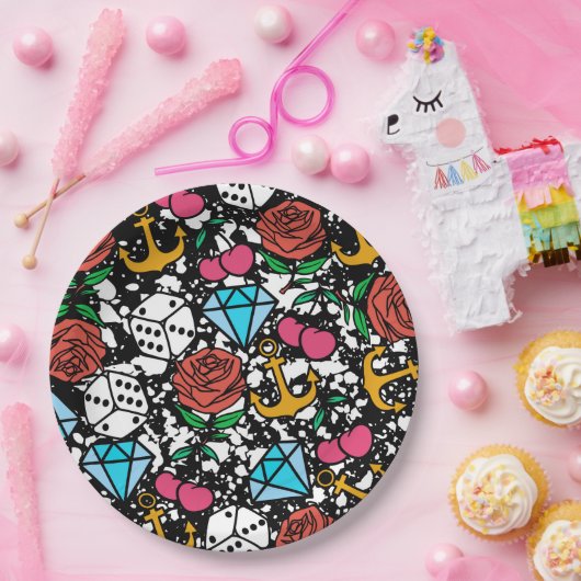 Altes Schulmuster Pappteller (Party)