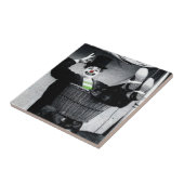 Altes Schwarz-Weiß-Foto eines goofy Clowns Fliese (Seite)