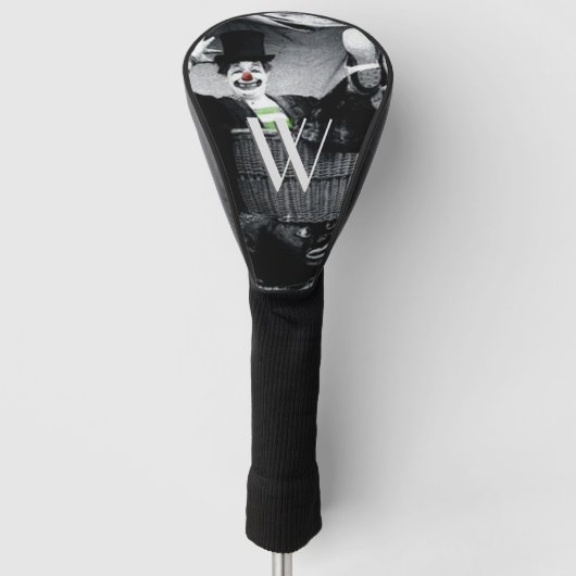 Altes Schwarz-Weiß-Foto eines goofy Clowns Golf Headcover (Vorderseite)