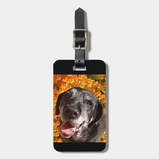 Altes schwarzes Labrador Gepäckanhänger (Vorderseite vertikal)