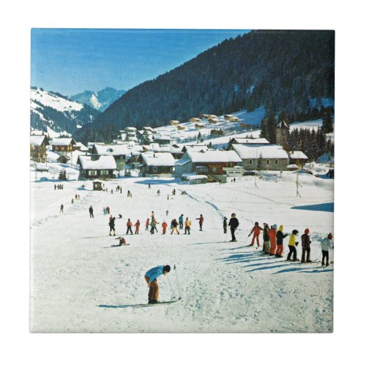 Altes Schweiz, Morgins Skischule Fliese (Vorderseite)