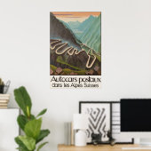 Altes Schweizer Alpen-Reiseposter Autocars Postaux Poster (Heimbüro)