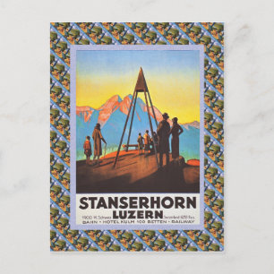 Altes Schweizer Eisenbahnplakat, Stanzerhorn Postkarte
