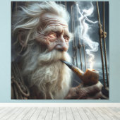 Altes Seaman rauchen ein Stück Leinwanddruck (Insitu (Holzboden))