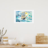 Altes Segelboot im Sturm Poster (Küche)