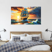 Altes Segelschiff auf einem Sturmmeer Leinwanddruck (Insitu (Schlafzimmer))