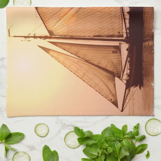 Altes Segelschiff-Geschirrtuch Geschirrtuch (Gefaltet)